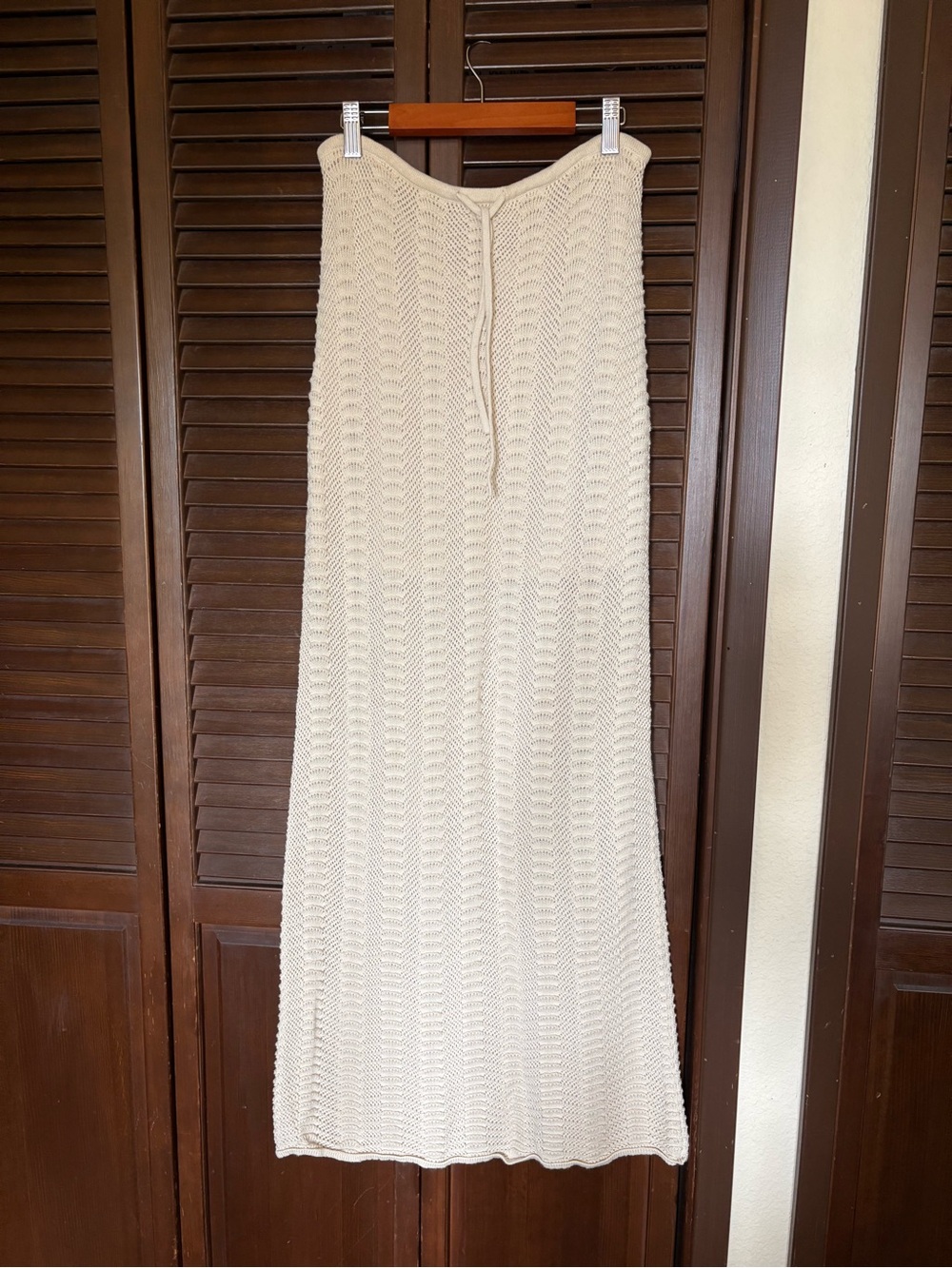 Cream Cotton Knit Maxi Skirt